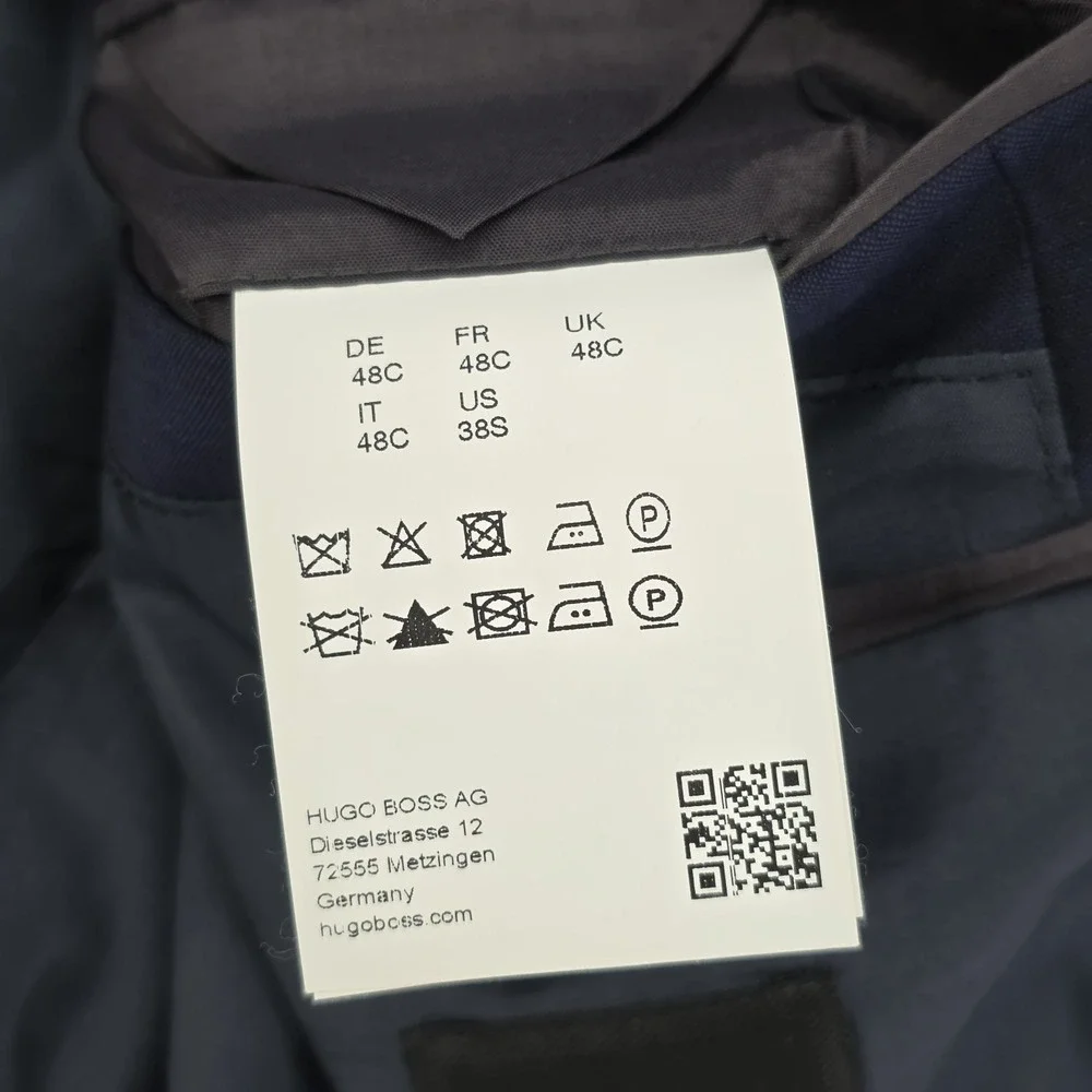 Hugo Boss Reda Super 110 Wool Blazer Jacket Mens 38S Navy Blue Sport Coat Italy